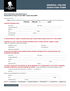 Wounded warrior project general online donation form