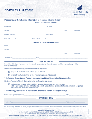 Therefore, learning how to file an insurance claim is essential. Fillable Online Death Claim Form Foresters Financial Fax Email Print Pdffiller