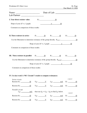 Fillable online ohm's law practice worksheet with answers pdf