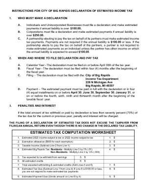 Fillable online estimated tax computation worksheet fax email print
