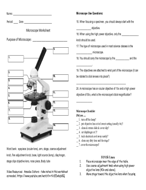 Fillable online microscope labeling worksheet