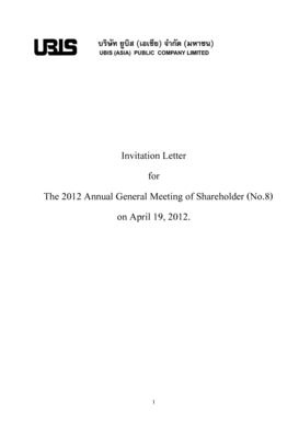 Fillable Online Invitation Letter For The 2012 Annual General Meeting Of Shareholder Fax Email Print Pdffiller