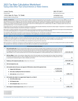 Fillable online 2023 tax rate calculation worksheettaxing units other