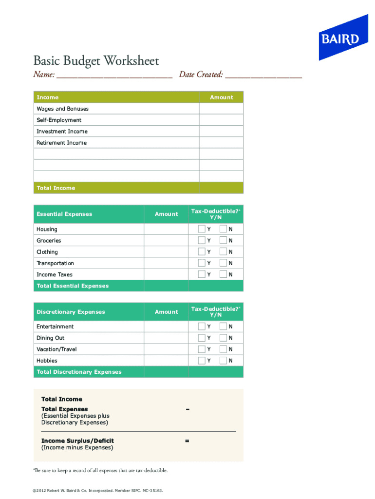 Fillable online 19 simple budget worksheet