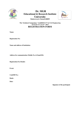 Fillable Online Drmgrdu Ac Registration Form Dr Mgr Educational And Research Institute Drmgrdu Ac Fax Email Print Pdffiller