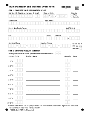 Select otc items can be purchased: Humana Otc Fill Online Printable Fillable Blank Pdffiller