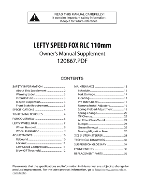 Fillable Online 08 Lefty Speed Fox Rlc 110mm Owners Manual