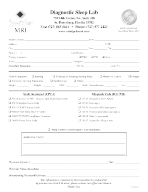 saint pete mri - fill online printable fillable blank pdffiller on st pete mri sleep study