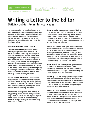 Fillable Online Theoec Writing A Letter To The Editor Ohio Environmental Council Theoec Fax Email Print Pdffiller