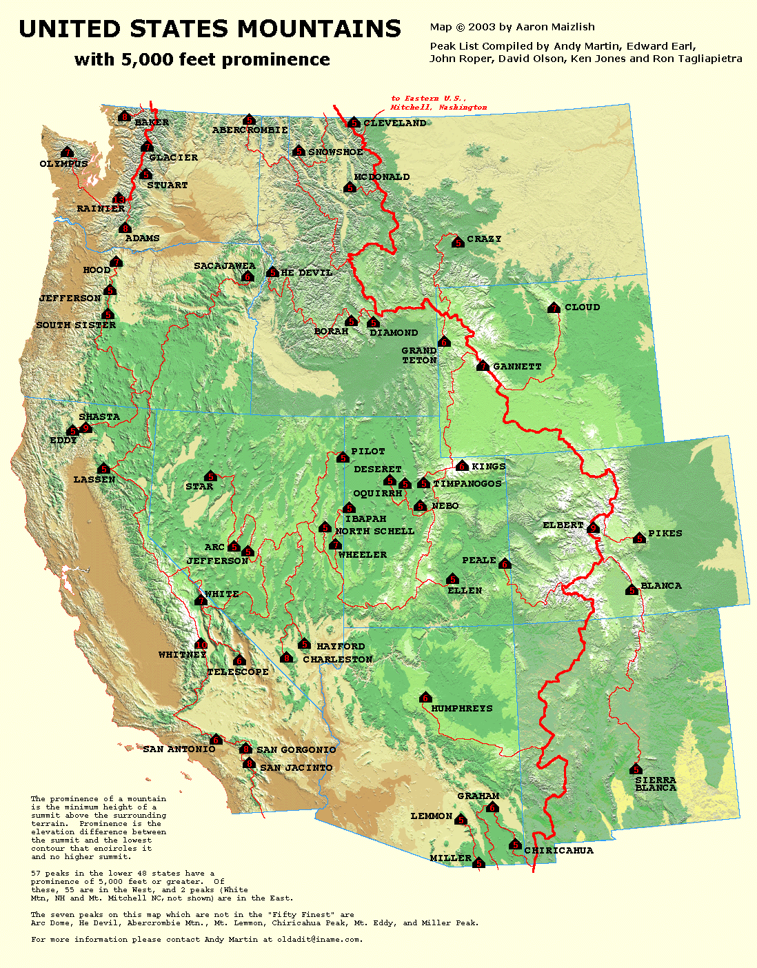 PEAKLIST Prominence Lists And Maps.