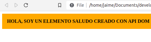 Resultado de document.createElement con estilos y propiedades