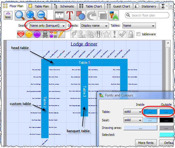 Align tables in perfecttableplan dropjack