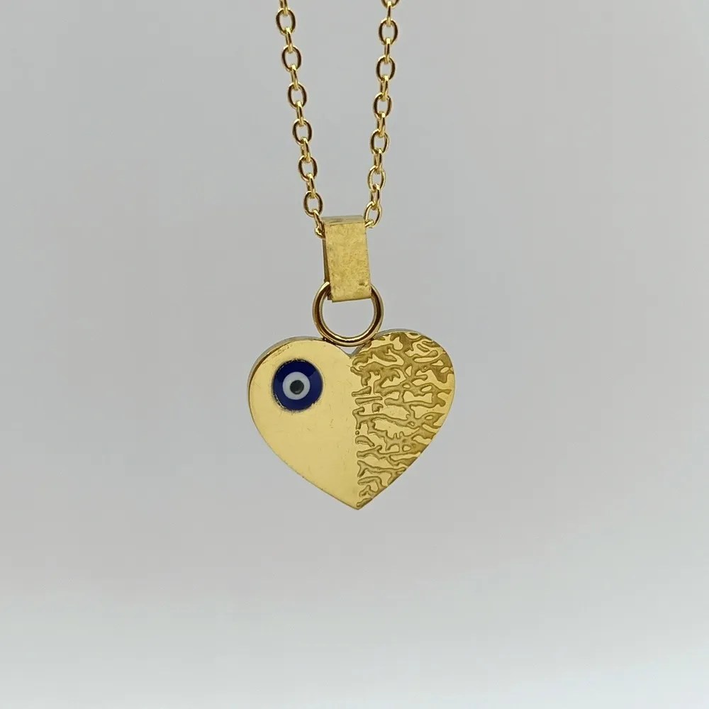 Nazar Boncuklu Gold Çelik Kolye
