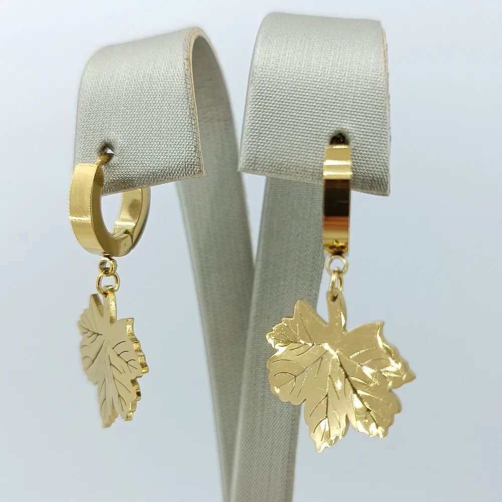 Çınar Yapraklı Çelik Küpe