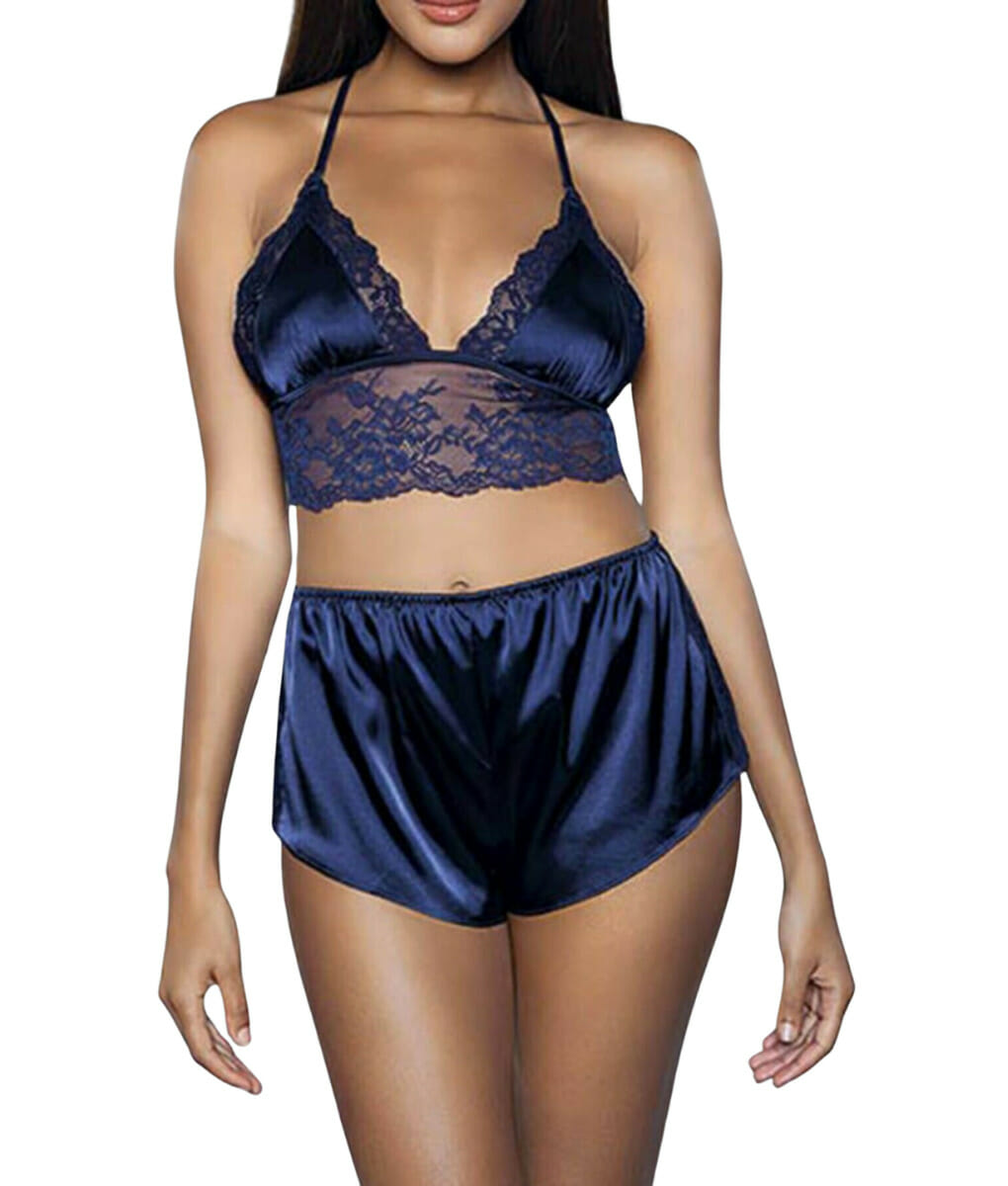 Γυναικείο σετ bralette με σορτς μπλε