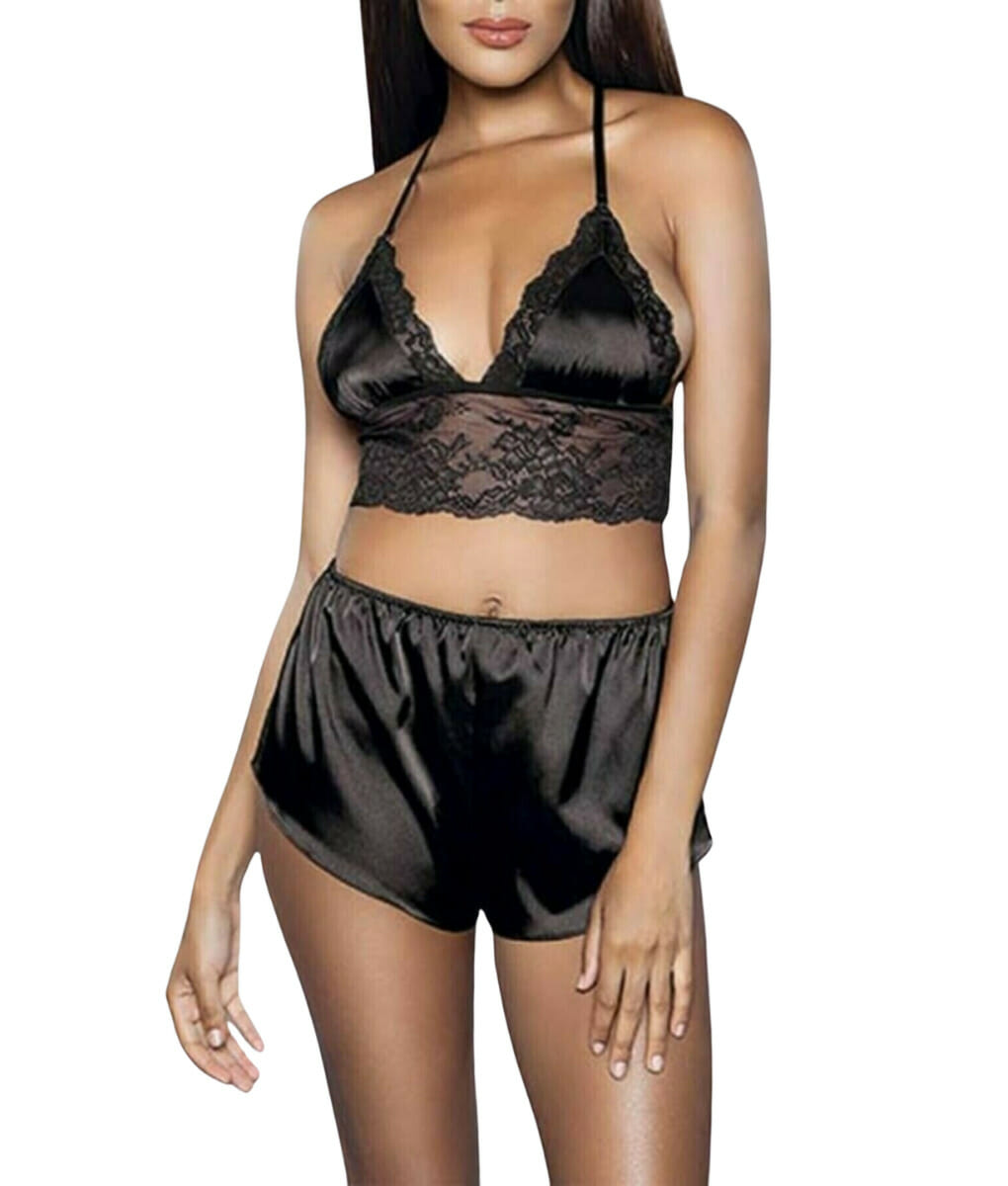 Γυναικείο σετ bralette με σορτς μαύρο