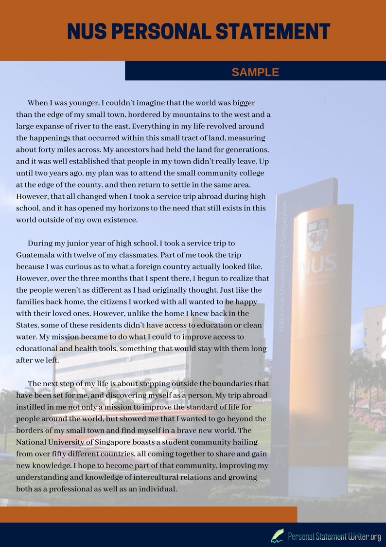 Professional Guide On Writing A Nus Personal Statement