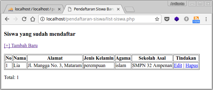 Dengan contoh data tersebut kita juga membuat table data untuk pendidik. Tutorial Php Dan Mysql Membuat Aplikasi Crud Studi Kasus Pendaftaran Siswa Baru