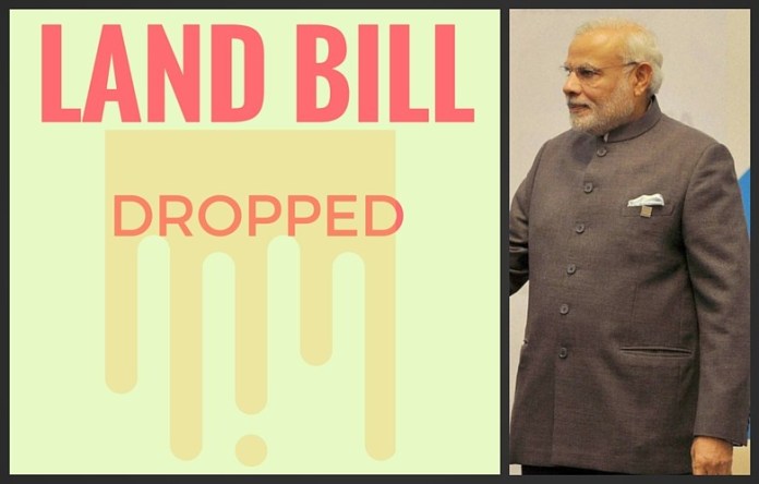 LandBillDropped On Land Bill, Modi has to eat his words