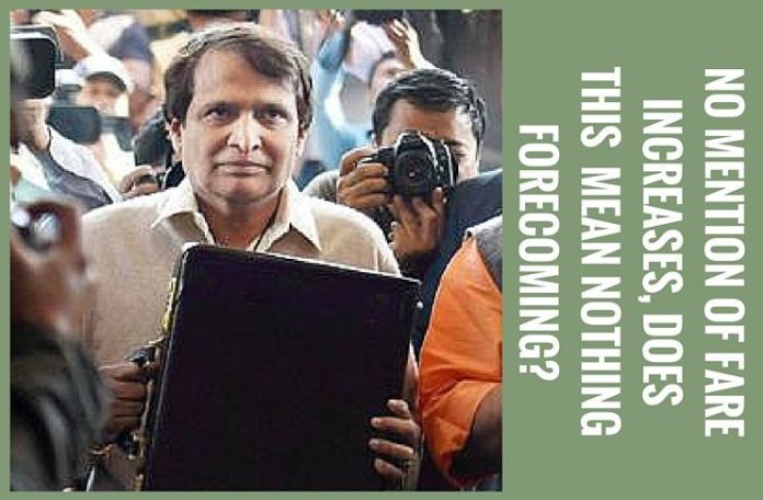 Rail budget - pg Railway minister skips rail tariff hikes