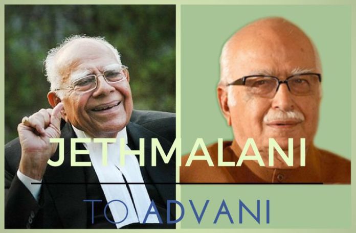 rjltr2lk1 Jethmalani writes a stinker of a letter to Advani, takes aim at Jaitley too