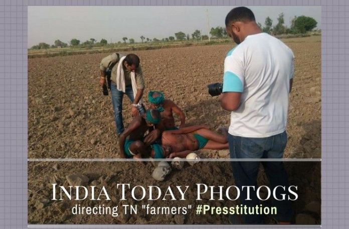 TNFarmers In a clear instance of Presstitution, images have surfaced of India Today photographers directing