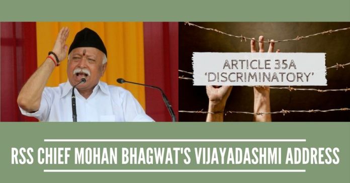 RSS chief mohan bhagwat's vijayadashmi address Article 370