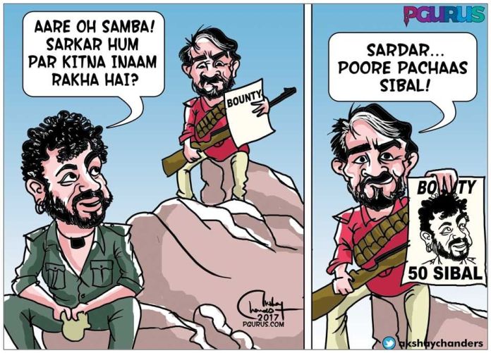 PoorePachasSibal An imaginary conversation, captured in this cartoon from Sholay III