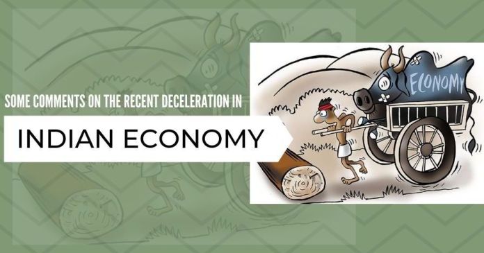 Some comments on the recent deceleration in Indian economy The recovery is possible through increasing govt. spending urgently in all the affected sectors.