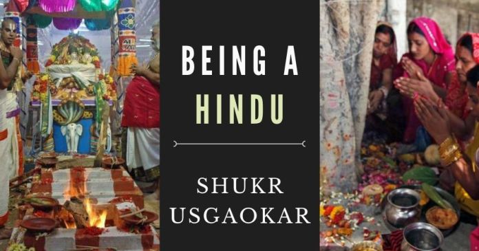 Being a Hindu 'To worship an idol or find God in anything.' To define Hindu this line perfectly embeds its meaning