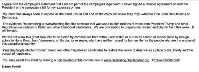 Sidney Powell's statement