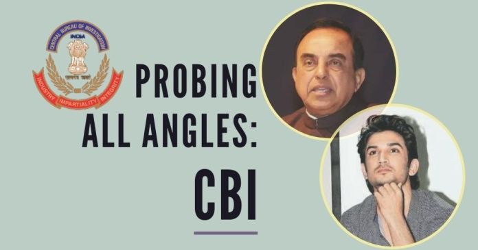 CBI says all angles in the mysterious death of SSR CBI responds to Dr Swamy’s letter, says all angles being probed in the mysterious death of Sushant Singh Rajput