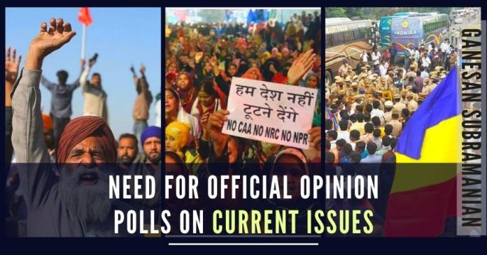 Need for official opinion polls on current issues (1) India being a participative democracy, right to protest is guaranteed, subject to reasonable restrictions
