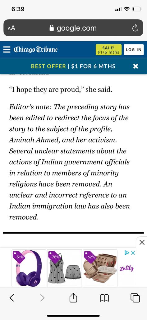 Chicago Tribune retraction