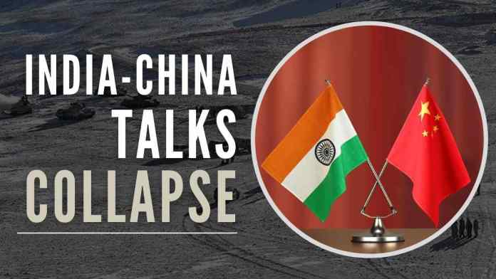 India-China talks collapse Both India-China will keep troops in forwarding areas for a second freezing winter as 17-month standoff continues