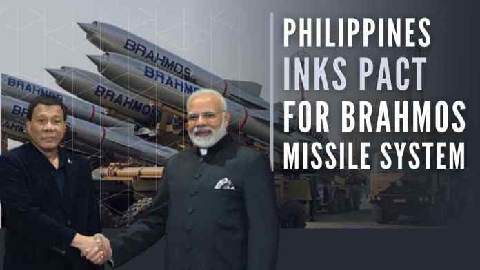 Philippines ink the pact for BrahMos missile system The government in Manila has recently allocated 2.8 billion pesos ($55.5 million) for initial funding for the weapon system