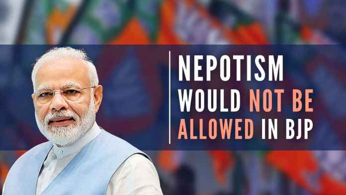 Nepotism would not be allowed in BJP The PM took the responsibility of denying tickets to family members of MPs in the recent state polls and conveyed a strong message to BJP Members of Parliament