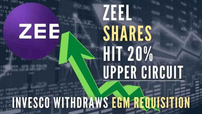 ZEEL shares hit 15% upper circuit (1) While Zee Entertainment's share price has ralied over 45 percent in the last year, the stock has plunged nearly 8 percent so far in 2022