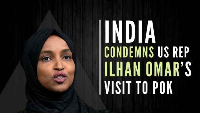 India condemns US Rep. Ilhan Omar’s visit to PoK (1) Calling the kind of politics practiced by US congresswoman Ilhan Omar ‘narrow-minded’, MEA condemned her visit to PoK as violative of India’s territorial integrity and sovereignty