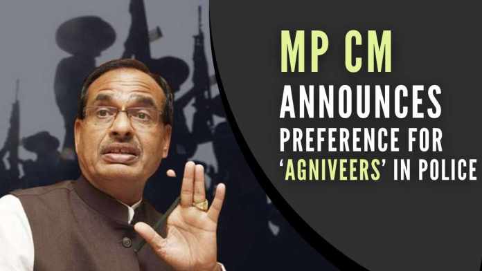 MP CM announces preference for ‘Agniveers’ in police The entire state unit of the BJP stood in support of the Centre's Agnipath scheme with their own views of nationalism and dedication to serve the nation