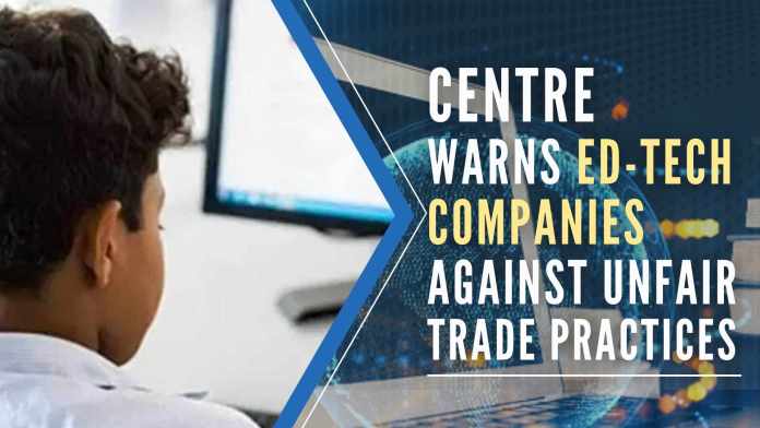 CCentre warns ed-tech companies against unfair trade practices The India Edtech Consortium comprises of Indian start-ups and represents 95 percent of the Indian learner community