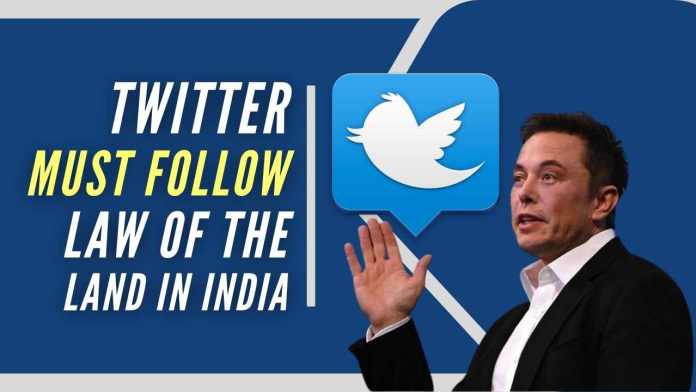Twitter must follow law of the land in India Twitter last moved the Karnataka High Court against the Indian government's order to take down some content on its platform
