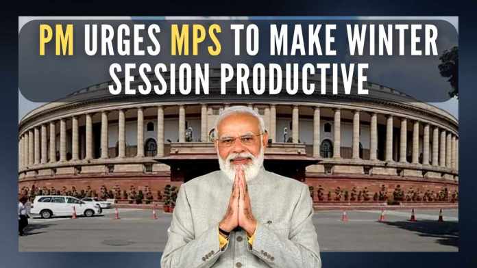 PM urges leaders to make winter session of Parliament productive Winter session started at a time when India has the G-20 presidency, it's a big opportunity to showcase India's abilities, and aspirations at global level