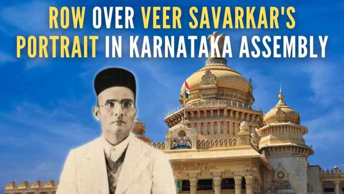 Row over Veer Savarkar's portrait in Karnataka Assembly Savarkar's portrait was among pictures of seven freedom fighters that were installed in the Assembly hall