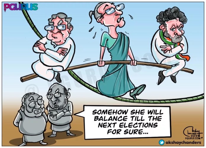 Sonia Gandhi - Chief Circus Czarina, balancing two heavyweights Sonia Gandhi - Chief Circus Czarina, balancing two heavyweights