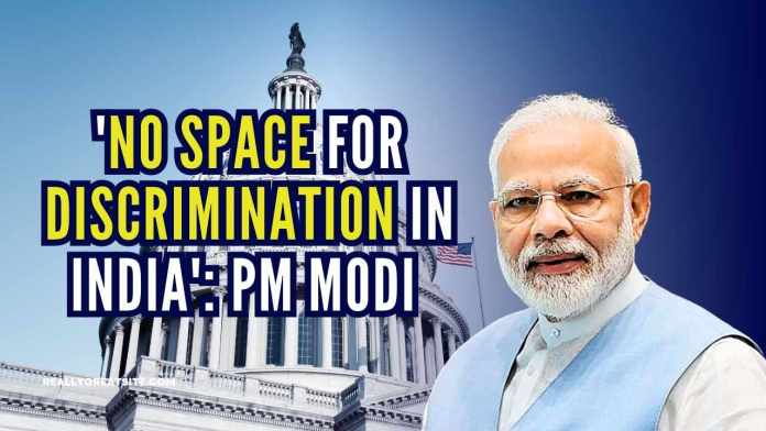 'No space for discrimination in India,' PM Modi says PM Modi in his reply said that both India and America have