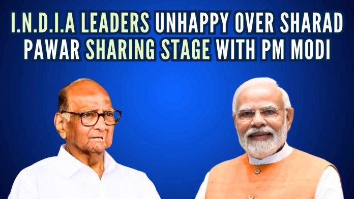 I.N.D.I.A leaders unhappy over Sharad Pawar sharing stage with Prime Minister Modi Leaders of opposition parties raised concerns about Sharad Pawar being the chief guest of function in which PM Modi will be honoured with the ‘Lokmanya Tilak Award’