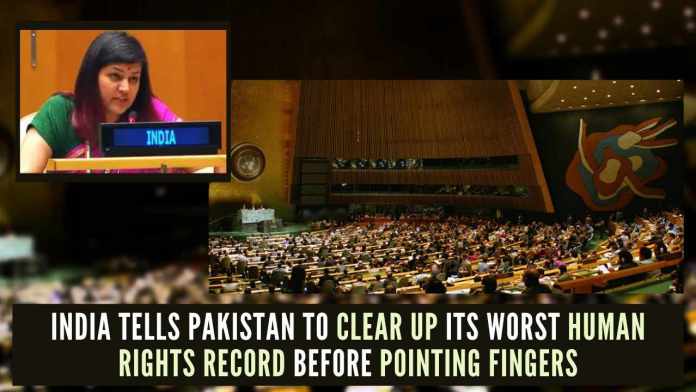India tells Pakistan to clear up its worst human rights record before pointing fingers Plight of Christians, Hindus, Ahmadia Muslims and Sikhs, particularly women and girls from these communities in Pakistan was pointed out