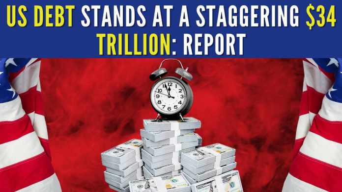 US debt stands at a staggering $34 trillion Report According to Bank of America research, the debt to GDP ratio is approximately 100 percent, which parallels the unprecedented levels seen during World War 2