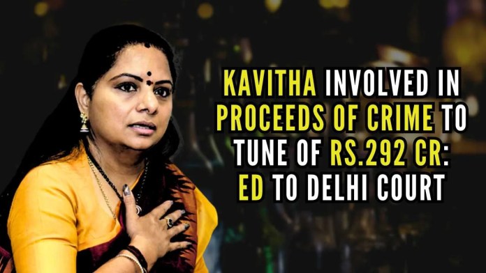 Kavitha involved in proceeds of crime to tune of Rs 292 cr ED to Delhi court The agency had also accused the BRS leader of destroying evidence and said that it has summoned her husband, Anil Kumar, and house help for March 18 for the extraction of digital data